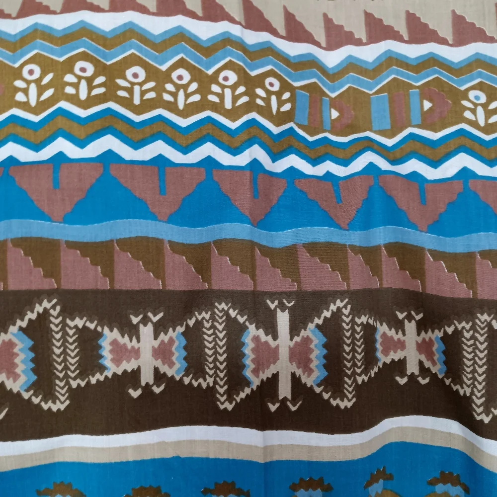 Vintage Full Flat Sheet Burlington Pueblo Southwest No-Iron Percale